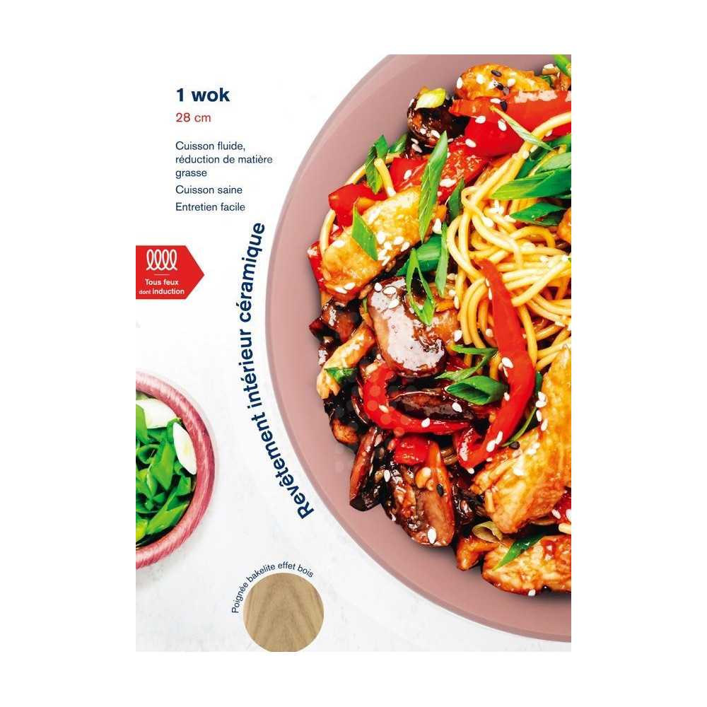 Wok - Tous Feux Dont Induction -   - Am4944 - Revetement Céramique - ø 28 Cm - Rose Arthur Martin - Mathon - 3