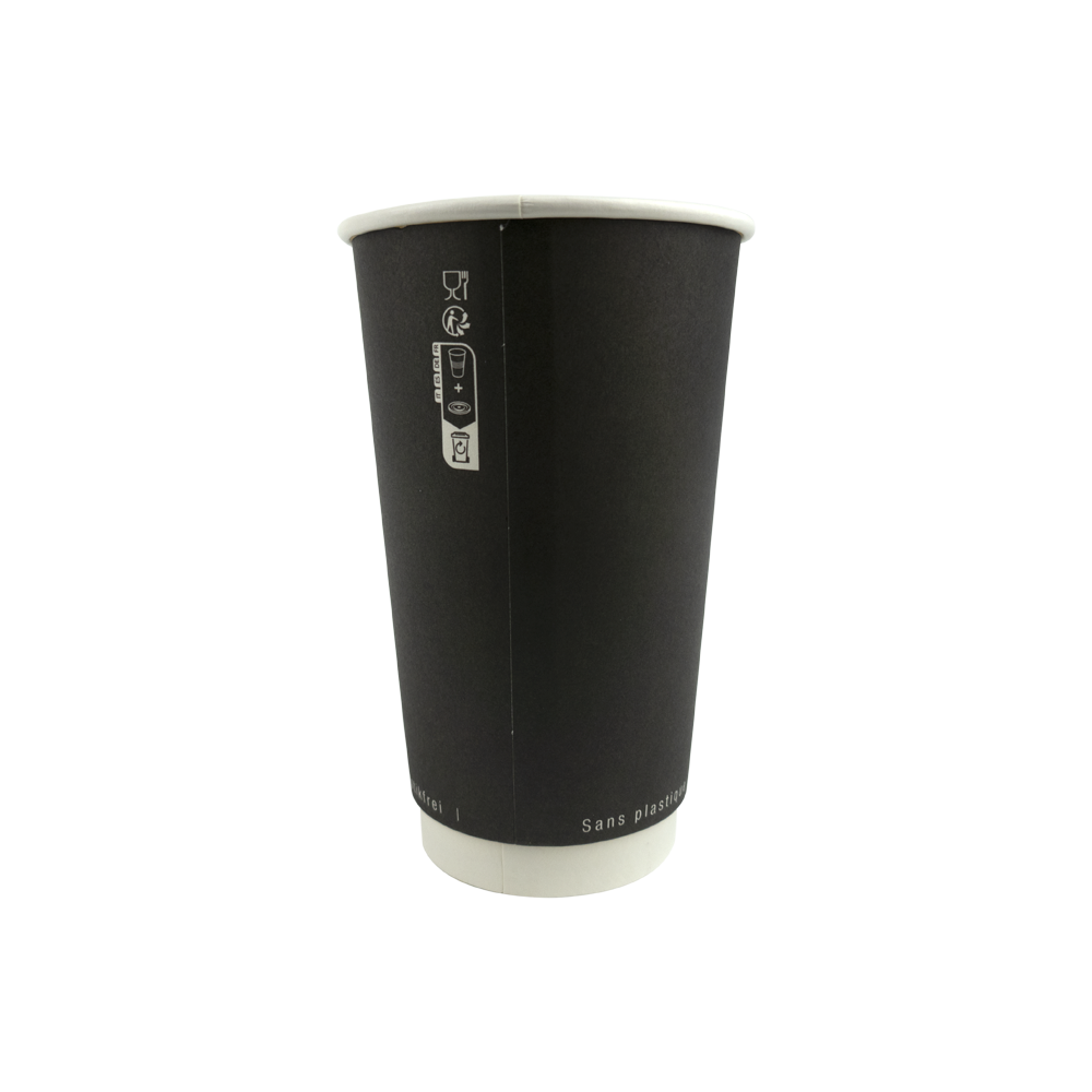 25Pcs - Gobelet en carton noir à double paroi sans matière plastique, Waterbased  H136mm 460ml FirstPack - Mathon