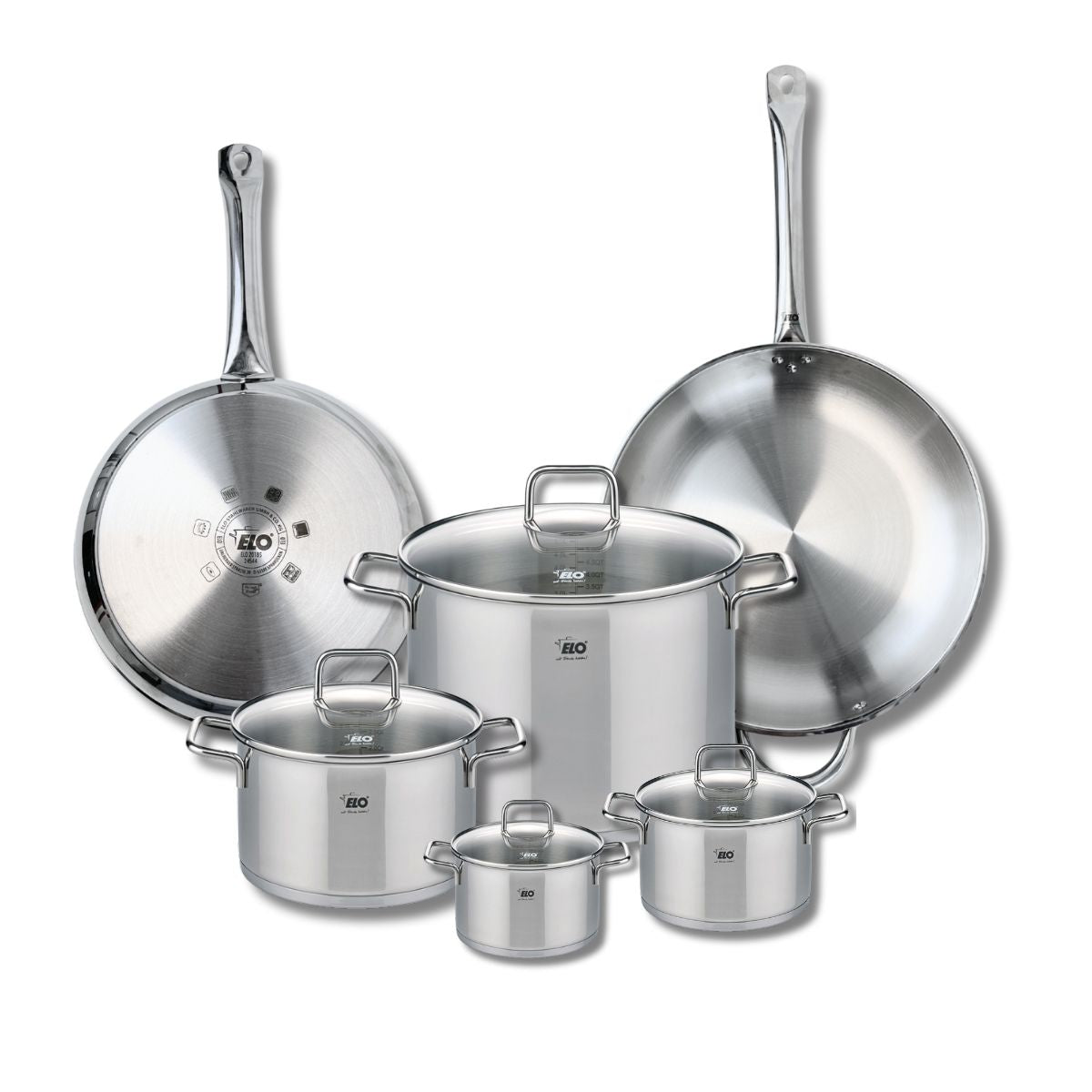 Ensemble de 2 Poêles de cuisson 28 et 32 cm et 4 faitouts 12, 14, 20 et 26 cm  Profi Citrin Elo - Mathon - 1