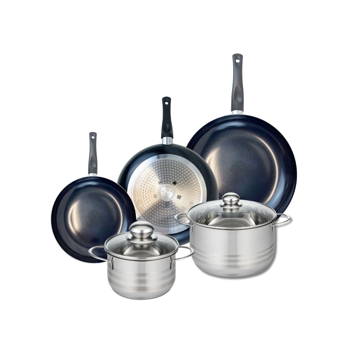 Ensemble de 3 Poêles de cuisson 20, 24 et 28 cm et 2 faitouts 16 et 20 cm  Prima Brillant Elo - Mathon - 1