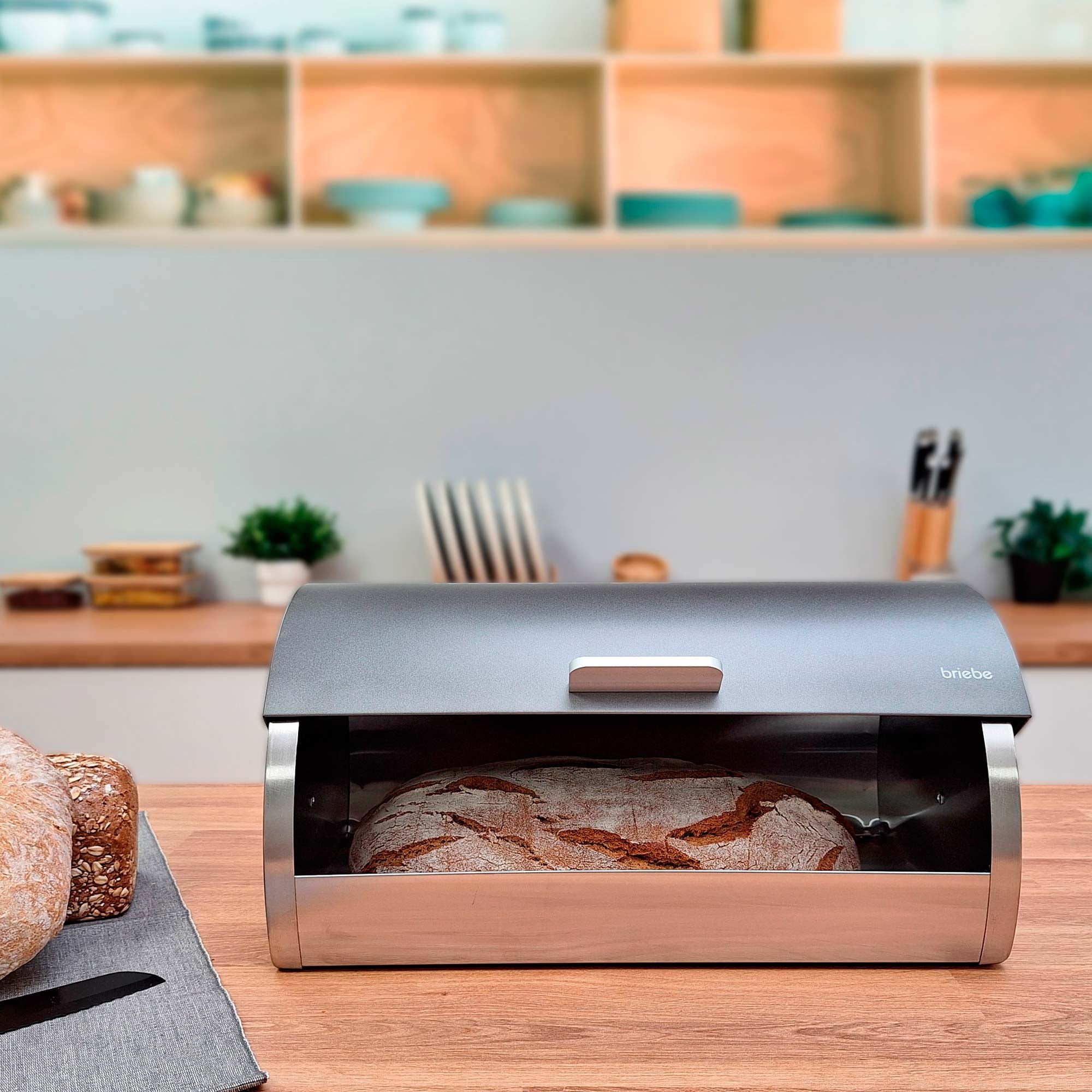 Ensemble Boîte à Pain + 3 Boîtes de Cuisine, Rangement, Acier Inoxydable  Gris/Inox BB1161 - Mathon - 4