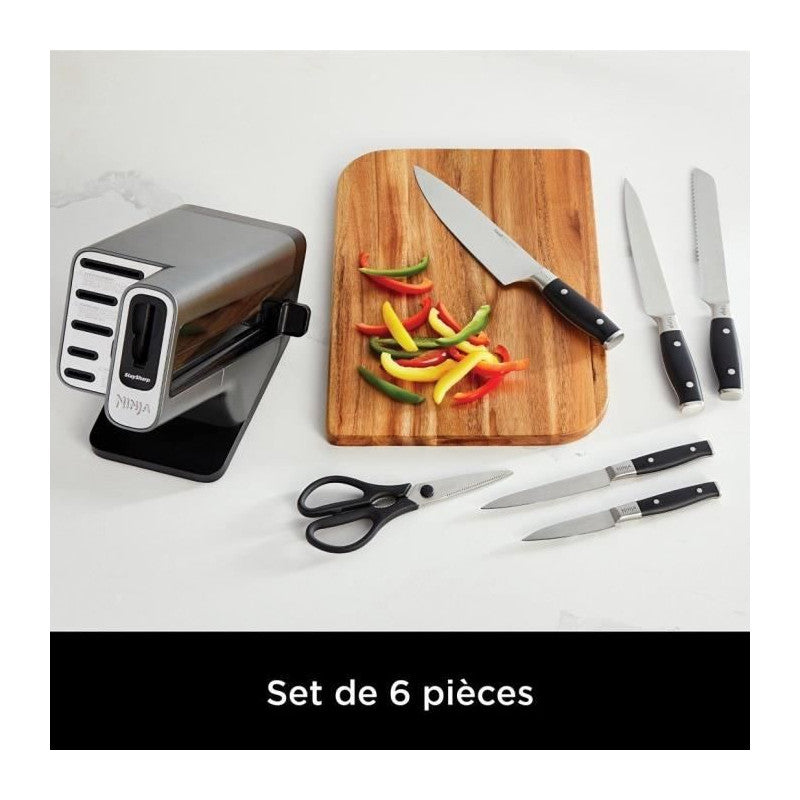 Bloc-couteaux - Ninja Foodi - Staysharp K32006eu - Avec Affûteur - Ensemble De Couteaux - 6 Pieces Aiguisées - Noir Ninja - Mathon - 4