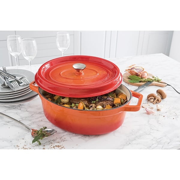 Cocotte en fonte orange ovale 33 cm 6 L Mathon - Mathon - 3