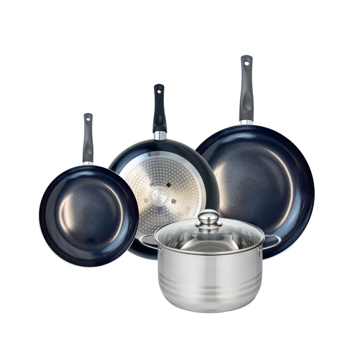 Ensemble de 3 Poêles de cuisson 24, 28 et 32 cm et 1 faitout 24 cm  Prima Brillant Elo - Mathon - 1