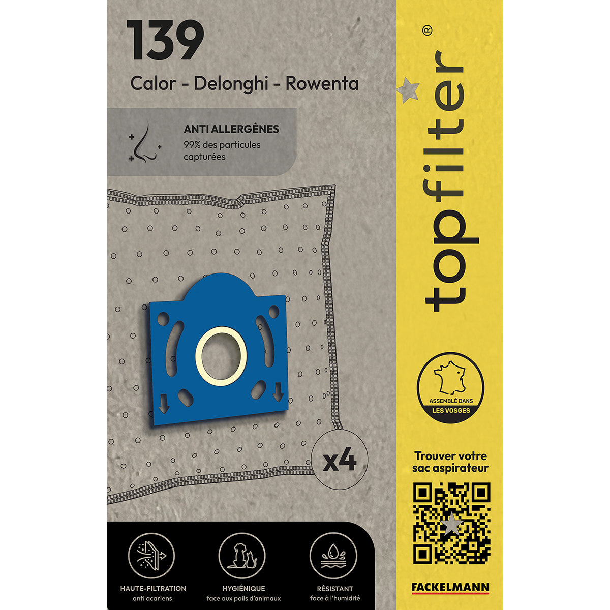 Lot de 4 sacs aspirateur pour Rowenta TopFilter Premium TopFilter - Mathon - 1