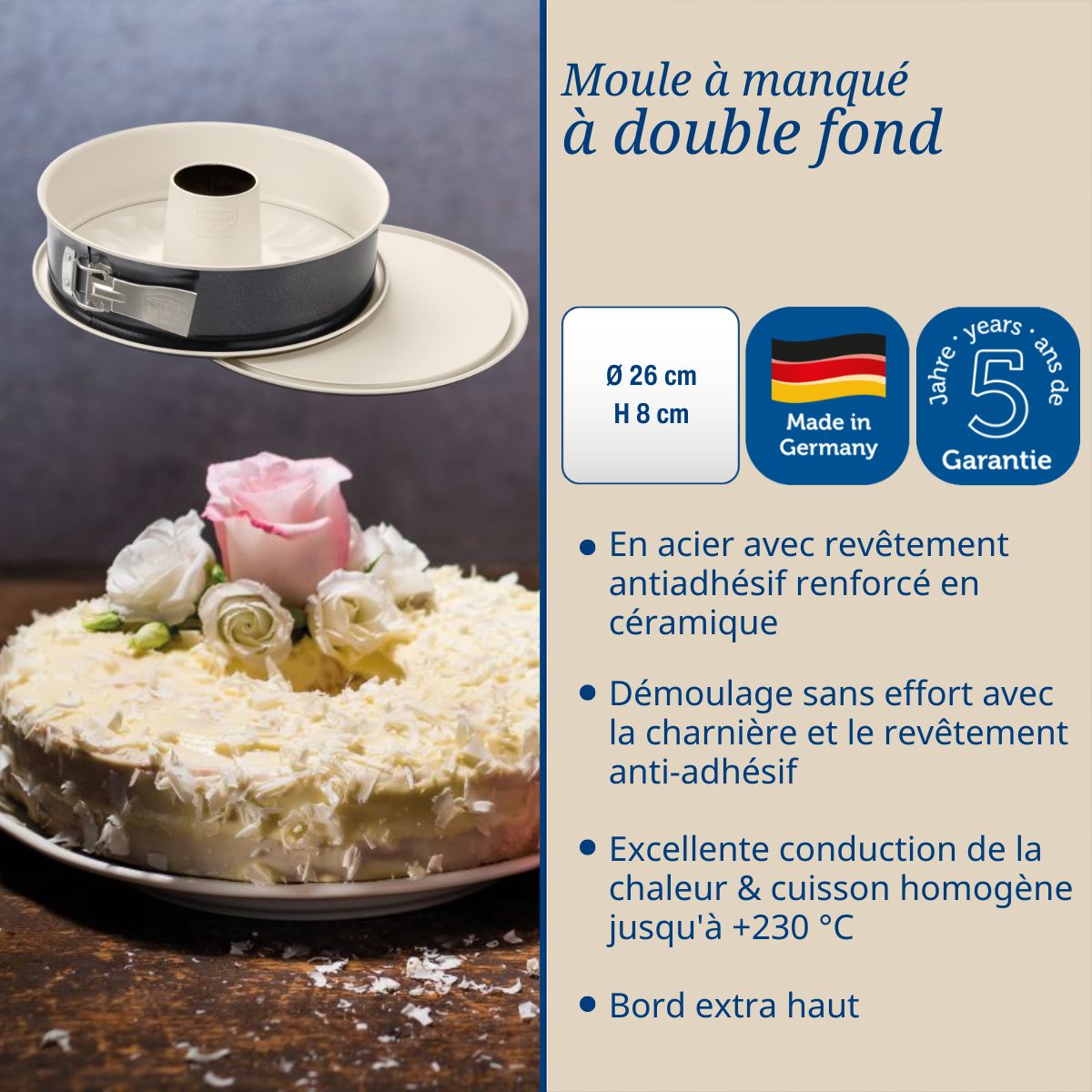 Ensemble de 2 Moules à manqué à charnière avec fond à savarin 26 cm Dr Oetker Back-Trend Dr. Oetker - Mathon - 3