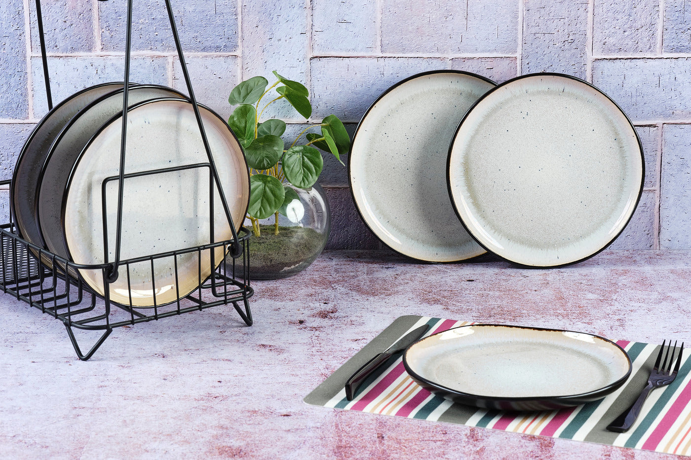 Lot de 6 assiettes à dessert en grès blanc D21.5 Björn - Mathon - 2