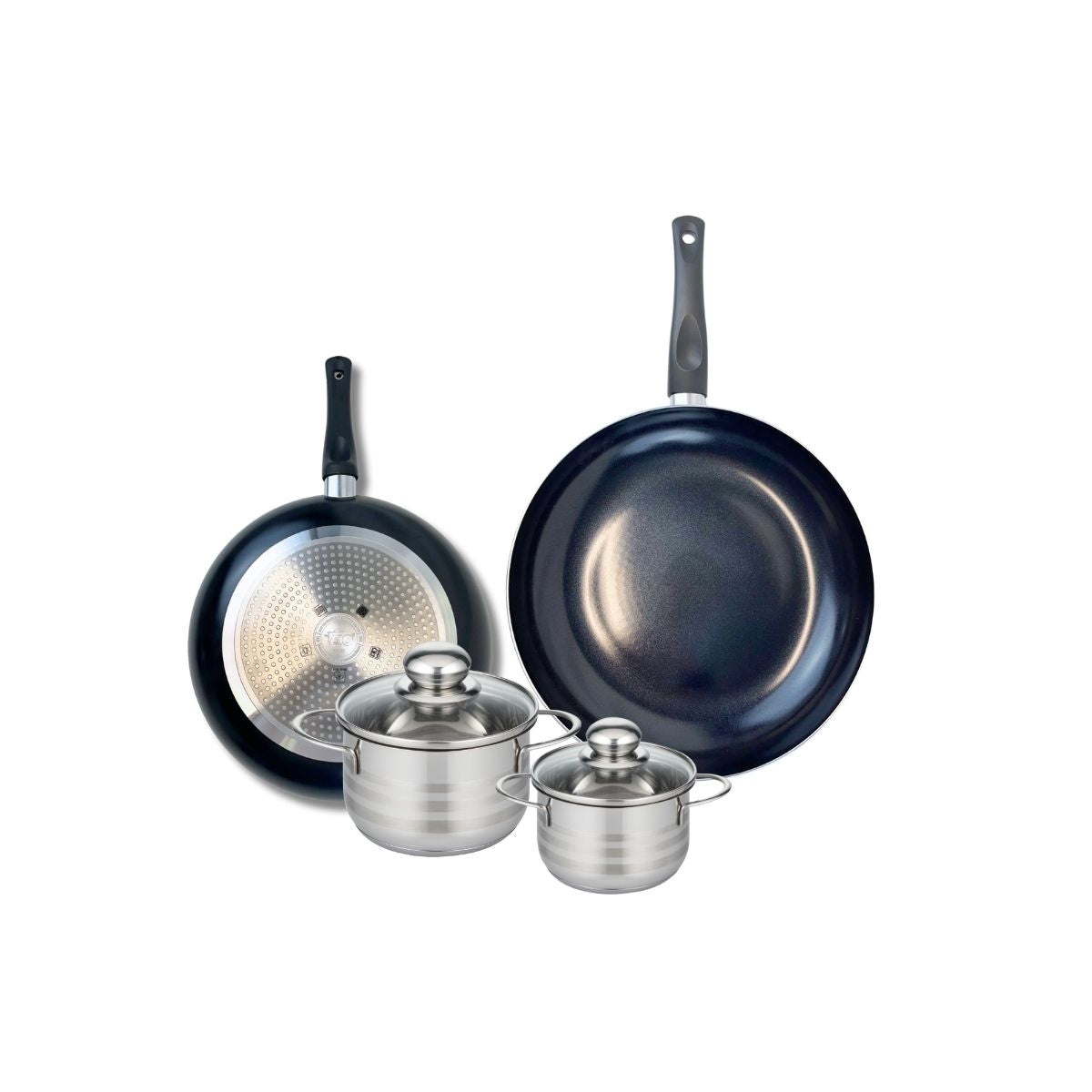 Ensemble de 2 Poêles de cuisson 24 et 28 cm et 2 faitouts 12 et 14 cm  Prima Brillant Elo - Mathon - 1