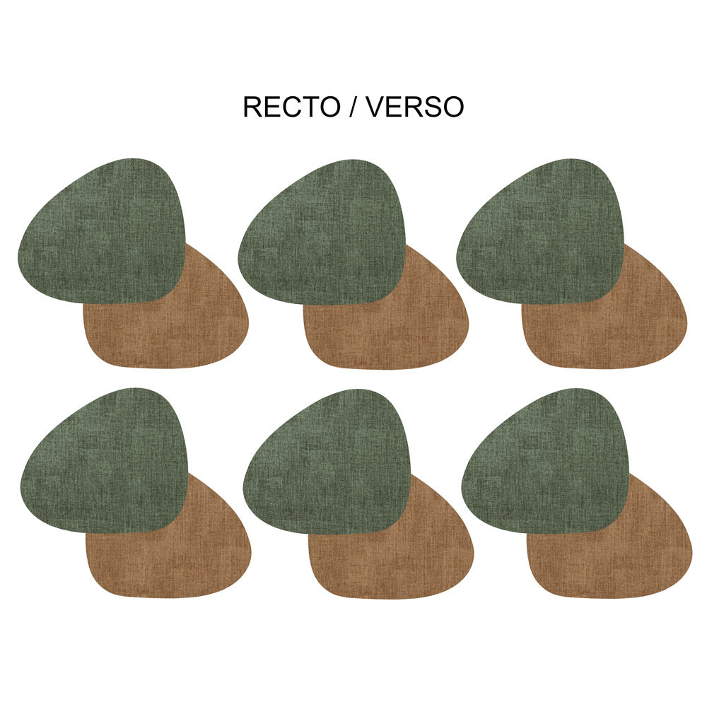 Set de 6 dessous de verre fabrik galet vert marron Table passion - Mathon - 1