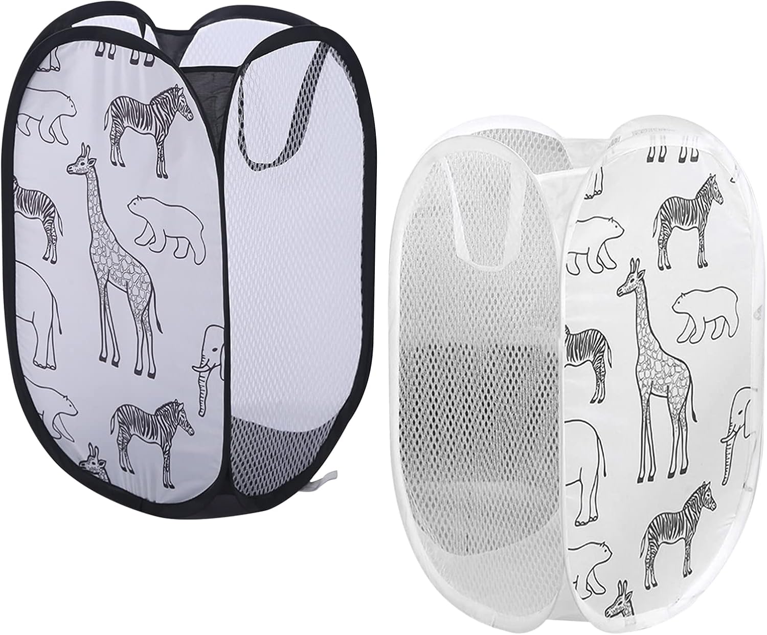 Panier à linge pliable en maille Noir & Blanc 30L Vendos85 - Mathon