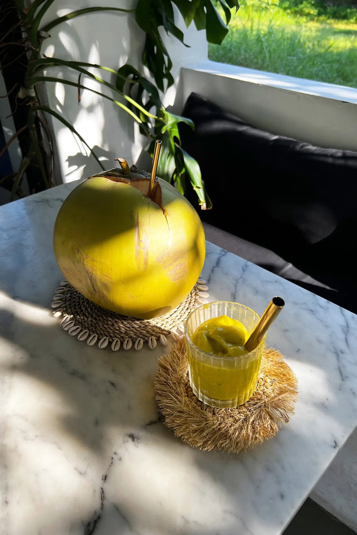 Dessous De Verre En Jonc De Mer Avec Coquillages - Naturel Bazar Bizar - Mathon - 3