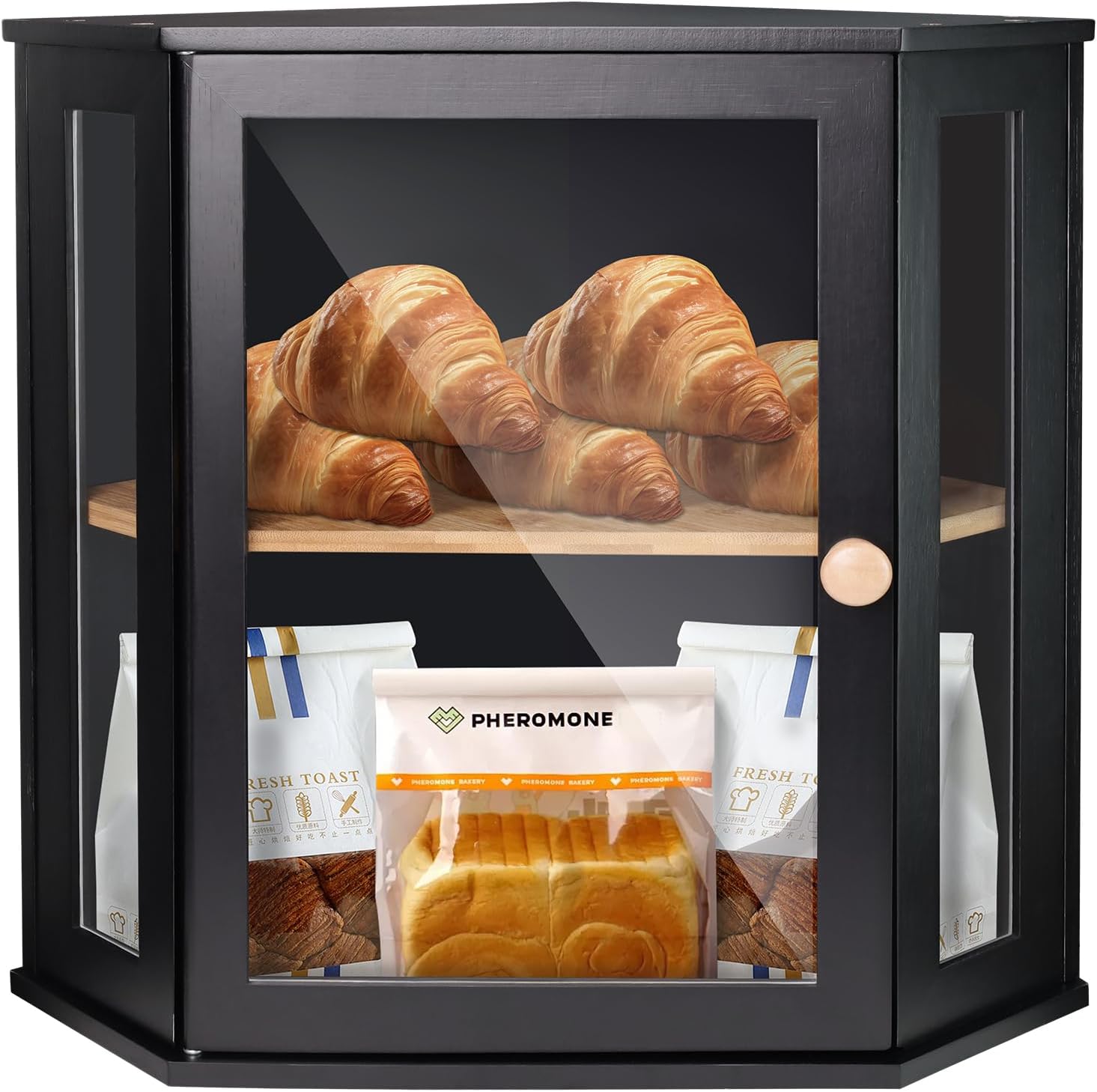 Boîte à pain double couche pour comptoir de cuisine noir Vendos85 - Mathon