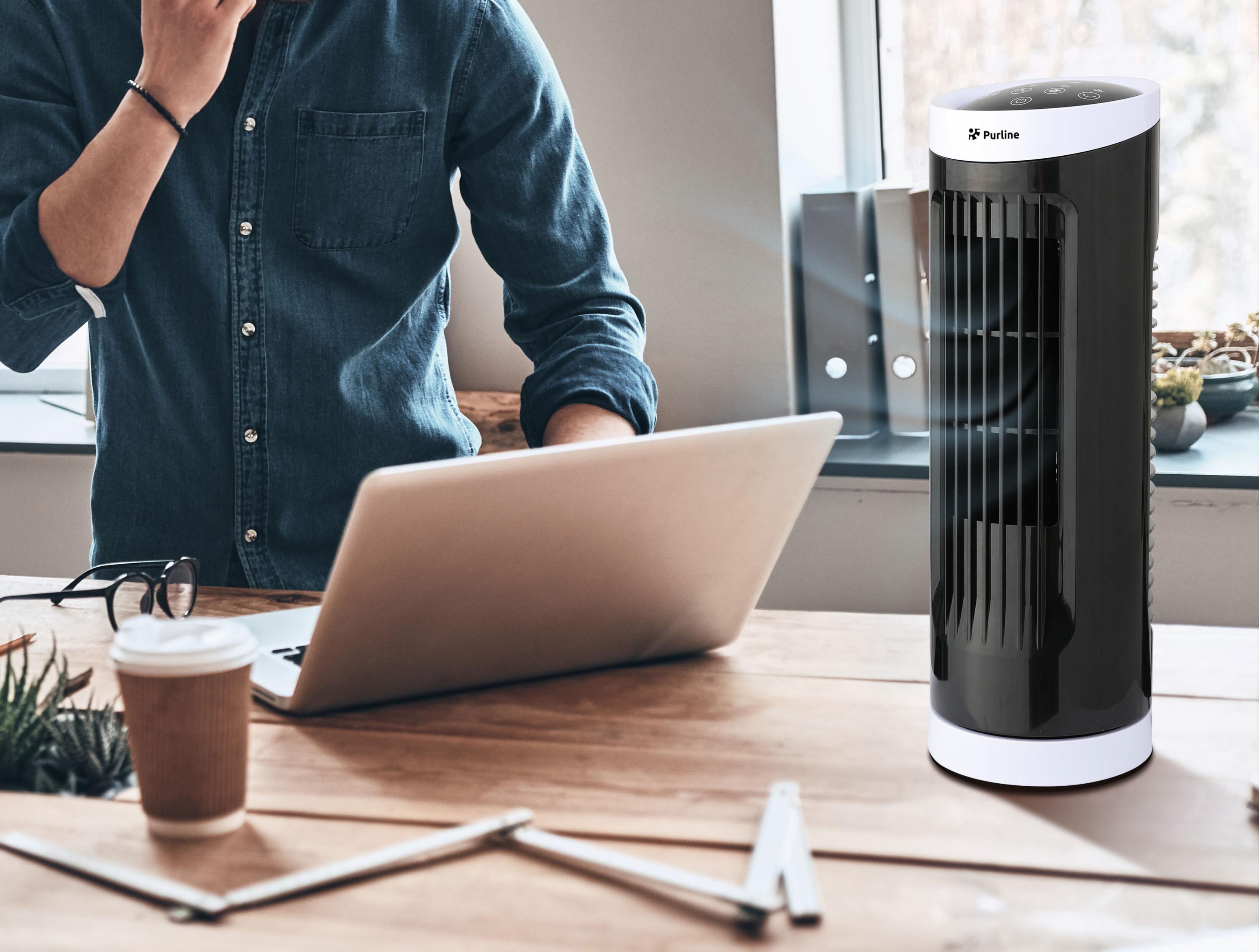 Ventilateur tour compact rotatif noir Purline - Mathon - 3