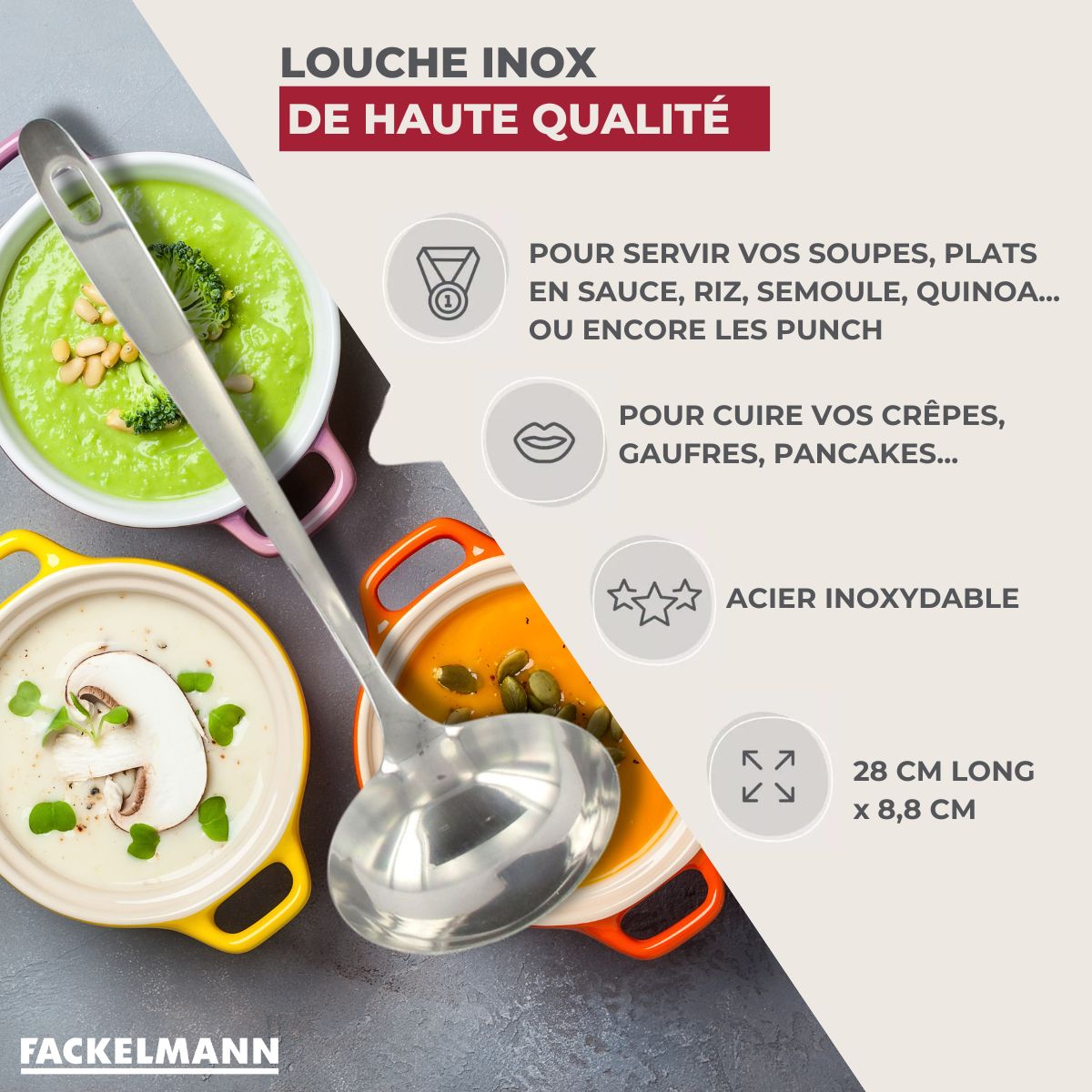 Louche de cuisine inox 28 cm  Oxford Fackelmann - Mathon - 3