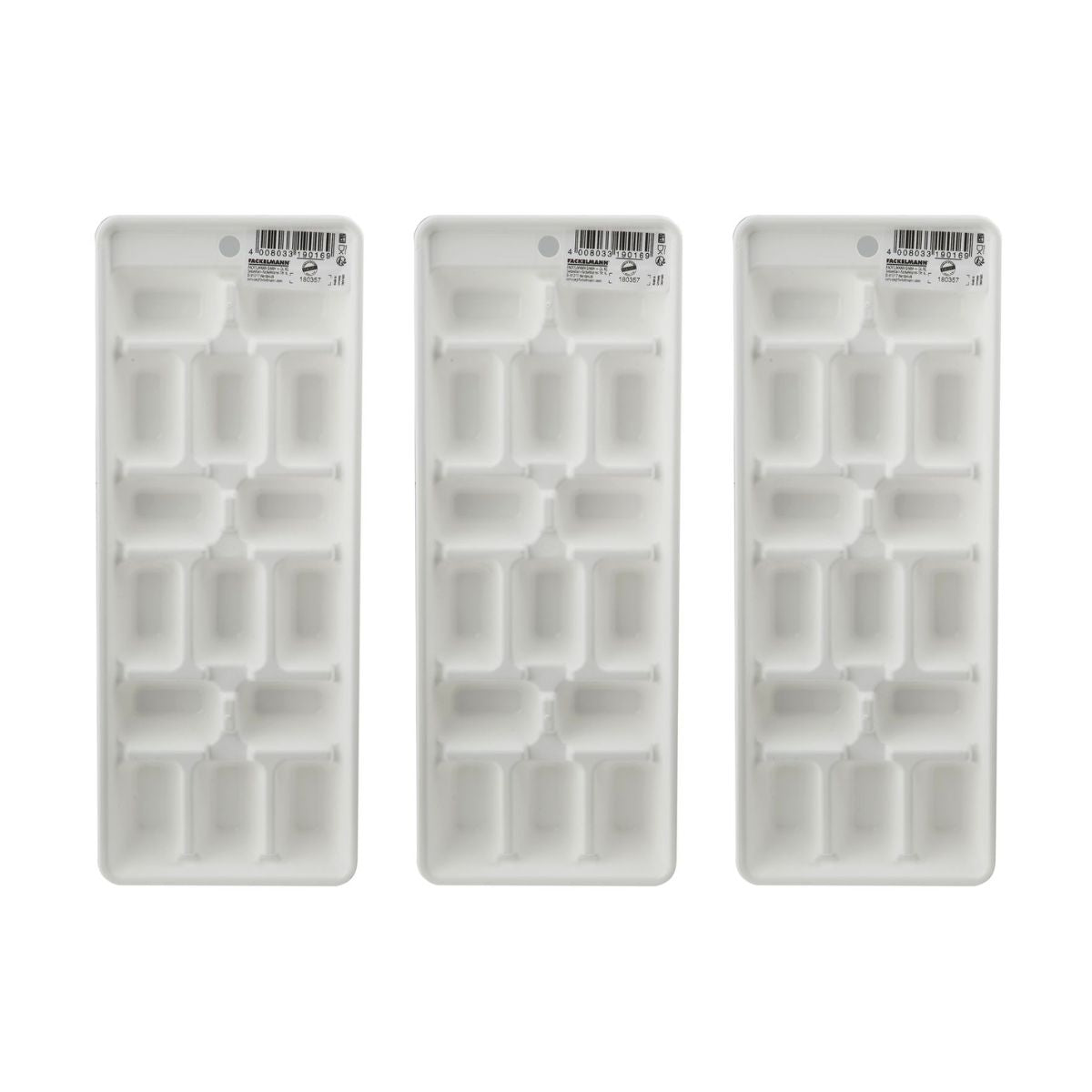 Lot de 3 bacs à glaçons de 15 glaçons en plastique blanc Fackelmann - Mathon - 4