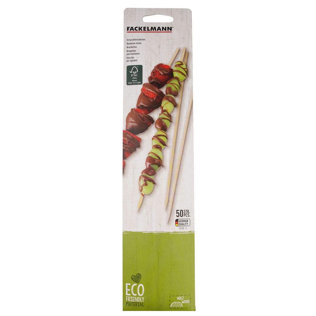 Lot de 50 piques en bois pour brochettes de 25 cm  Nature Fackelmann - Mathon - 5