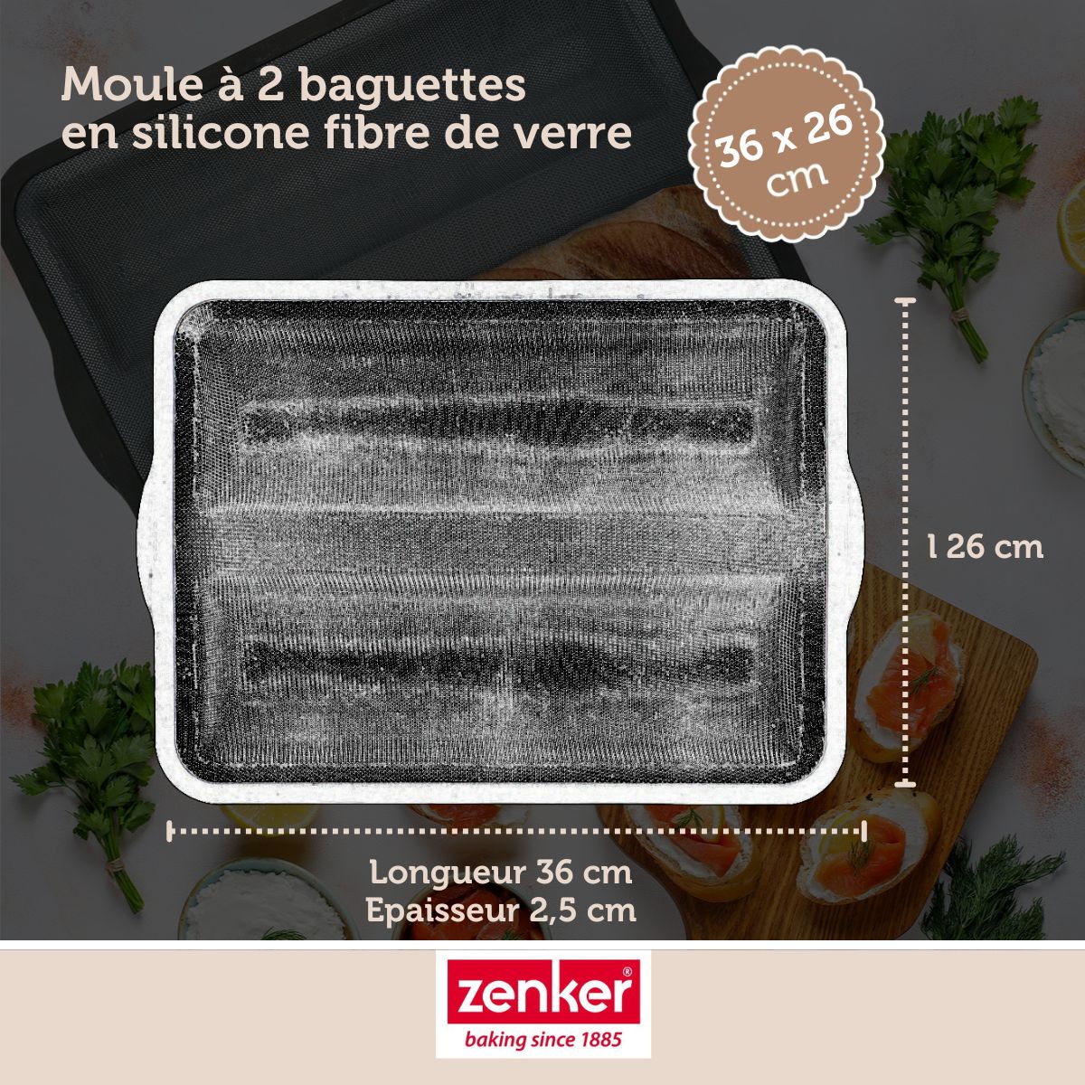 Moule à baguettes de pain 36 x 26 cm Zenker Silicone fibre de verre Zenker - Mathon - 3