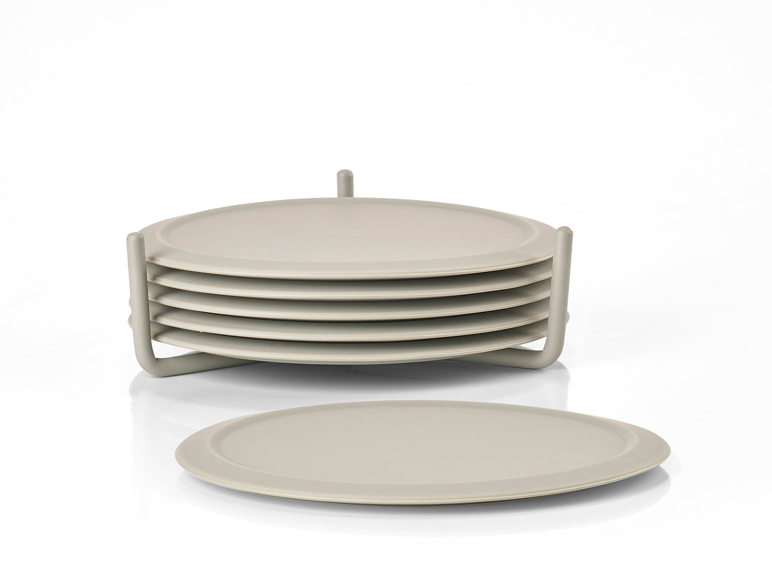 Ensemble de 6 dessous de verre SINGLES et support en silicone et métal Marron Zone Denmark - Mathon - 1