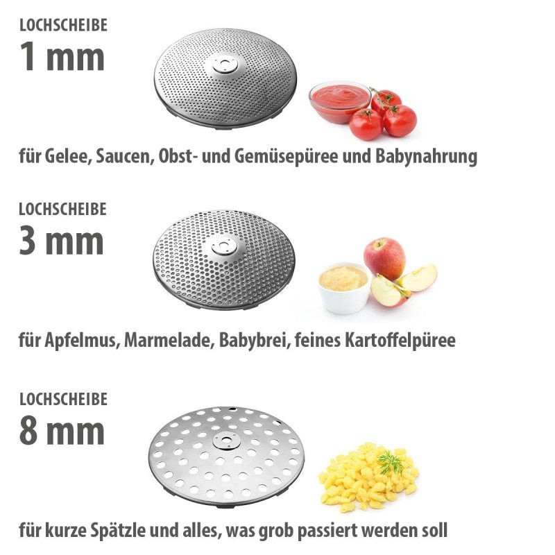 Moulin à légumes FLOTTE LOTTE®, avec 3 disques perforés (1 mm, 3 mm, 8 mm) Gefu - Mathon - 5
