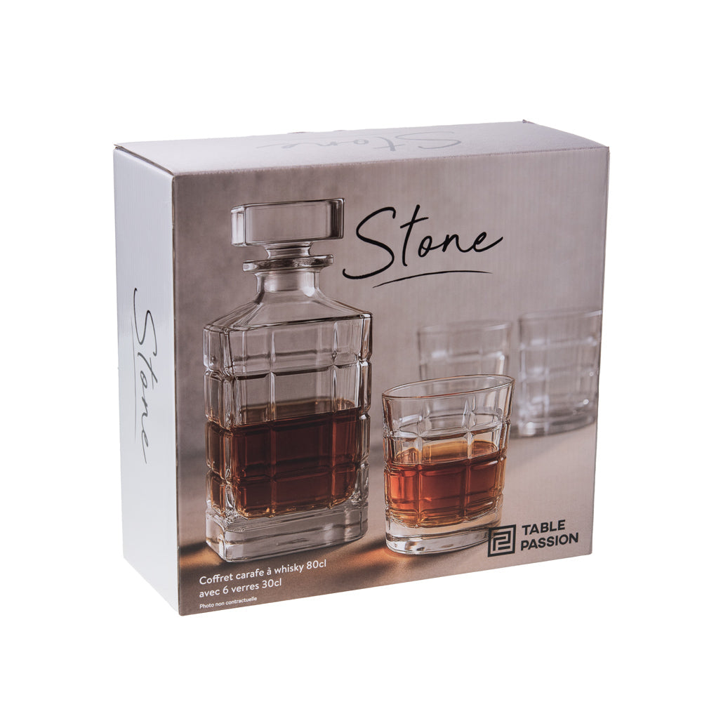 Coffret carafe avec 6 verres Stone Table passion - Mathon - 2