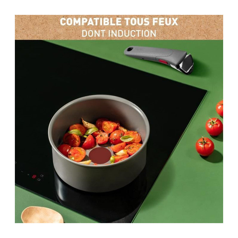Tefal Ingenio Lot De 3 Pieces, Poele 28 Cm, Casserole 18 Cm, Poignée, Induction, Céramique, Fabriqué En France, Renew L260930 Seb - Mathon - 3