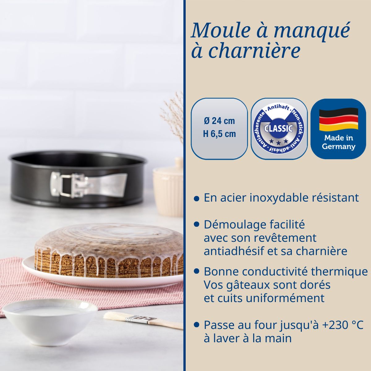 Moule à manqué et à savarin à charnière acier 18 cm dr. Oetker