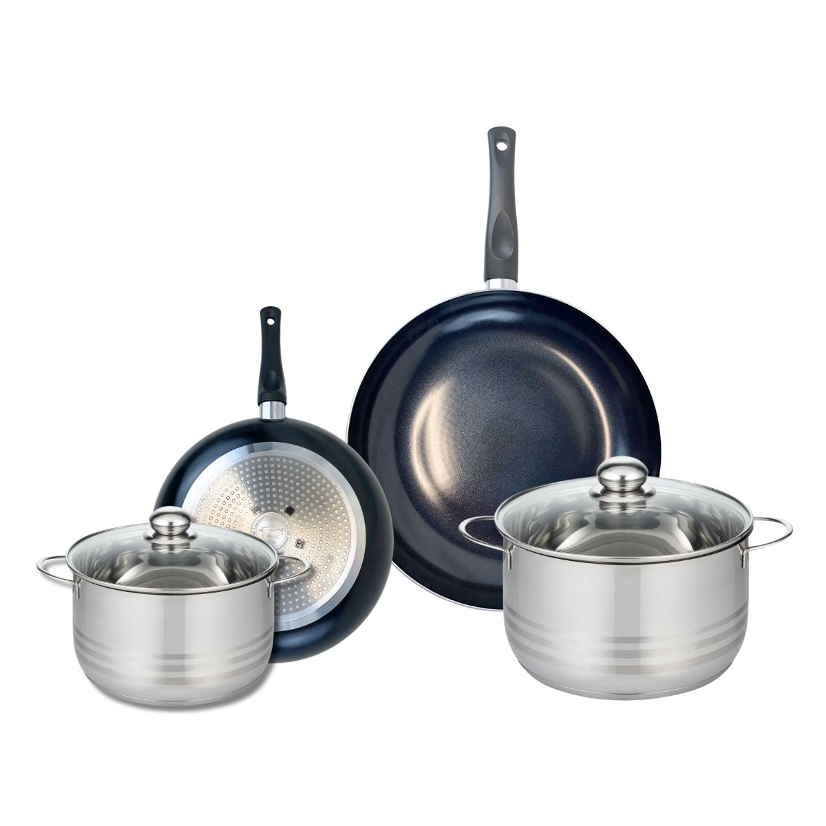 Ensemble de 2 Poêles de cuisson 24 et 32 cm et 2 faitouts 20 et 24 cm  Prima Brillant Elo - Mathon - 1