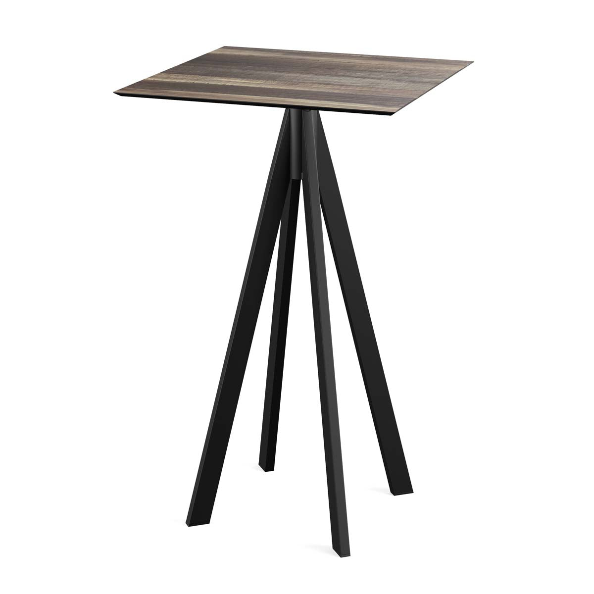 Mange-debout Infinity avec piètement noir + plateau HPL 70x70 cm - Veba - Mathon