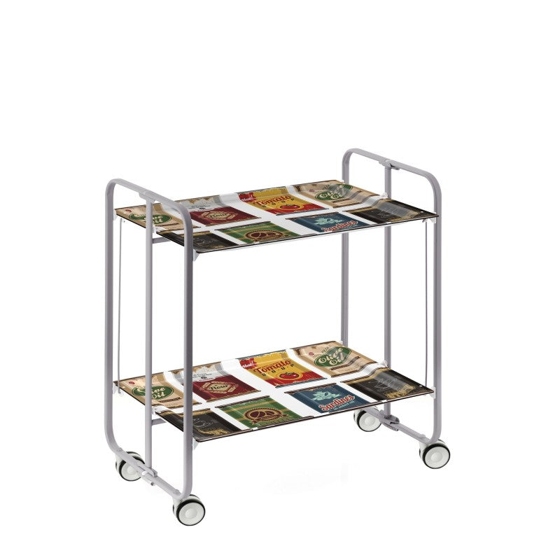 Desserte pliante 2 niveaux avec roulettes – structure gris aluminium, bauhaus Don Hierro - Mathon - 1