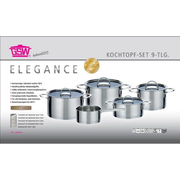 Gsw Elegance - Batterie De Cuisine 9 Pieces En Acier Inoxydable - Tous Feux Dont Induction GSW - Mathon - 2