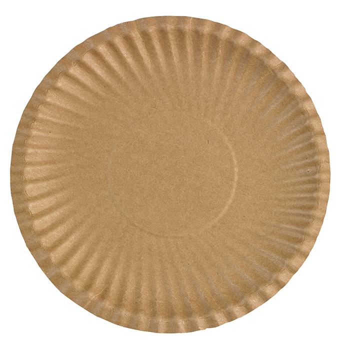 100Pcs - Assiette ronde en carton brun  H11mm FirstPack - Mathon