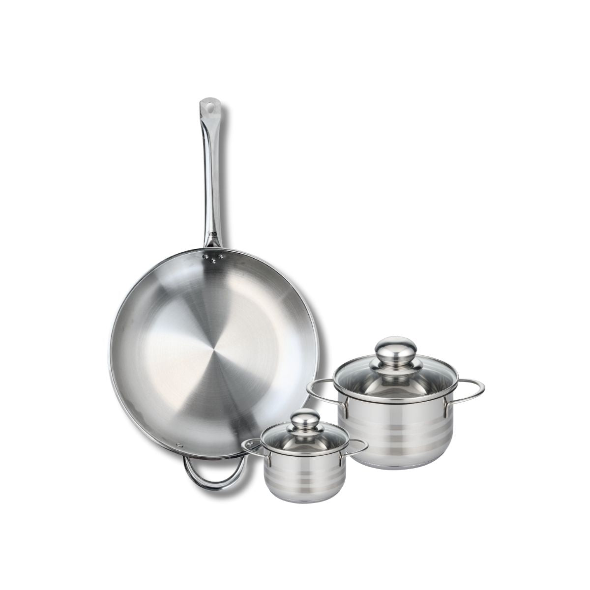 Ensemble de 1 Poêle de cuisson 32 cm et 2 faitouts 12 et 16 cm  Profi Brillant Elo - Mathon - 1