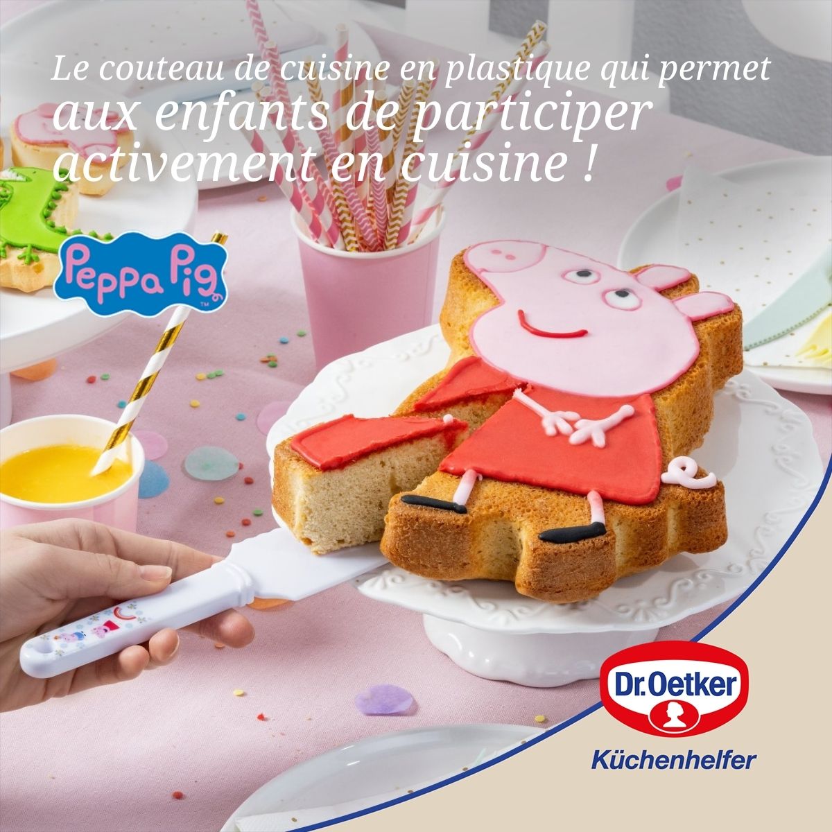 Couteau de cuisine et détacheur à gâteau pour cuisiner avec les enfants 26 cm Dr. Oetker Peppa Pig Dr. Oetker - Mathon - 2