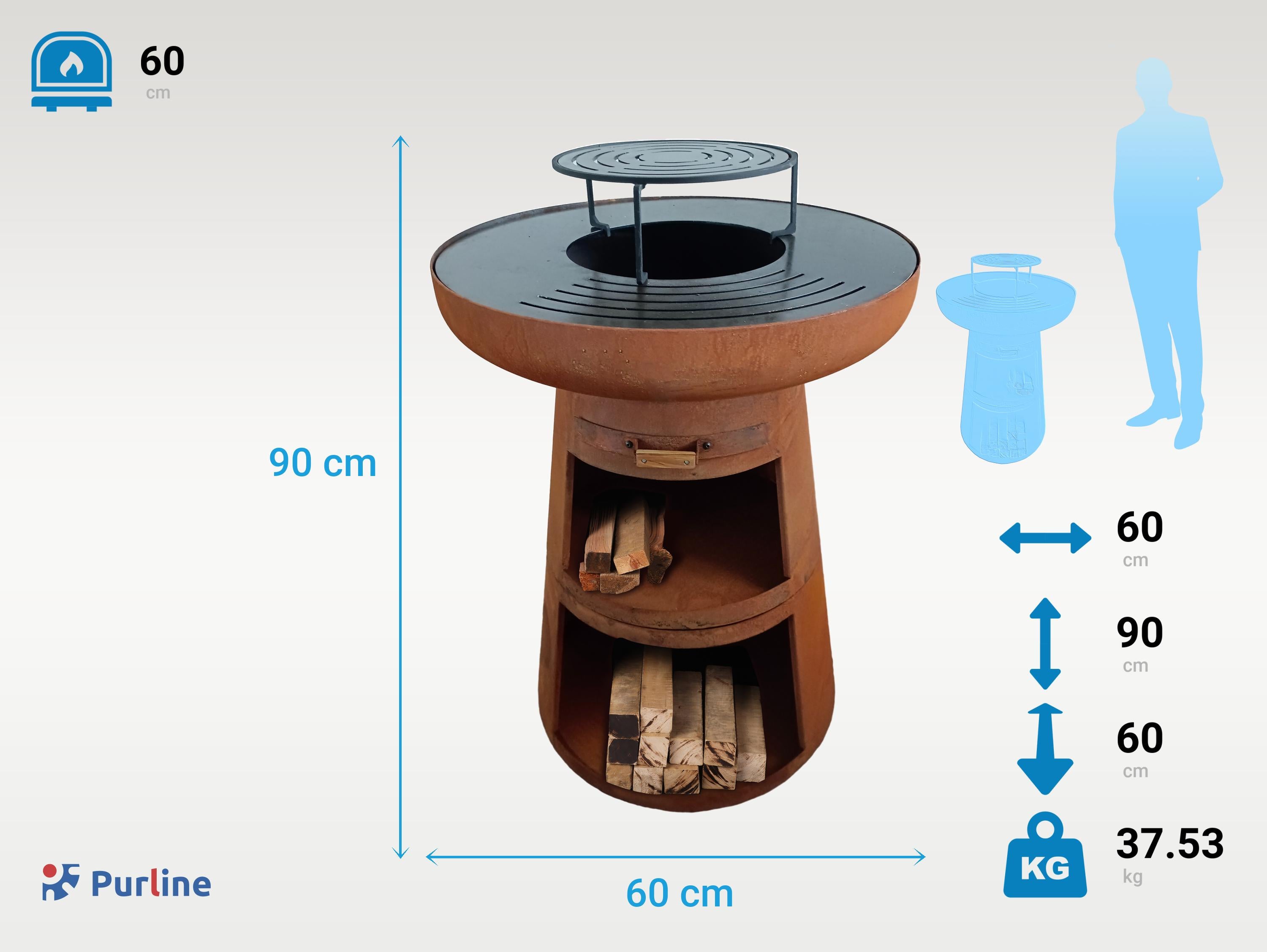 Barbecue rond avec plaque d