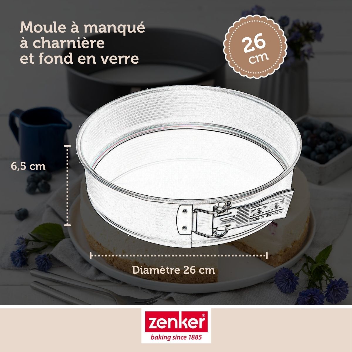 Ensemble de 2 Moules à manqué à charnière fond en verre 26 cm Zenker Energy Zenker - Mathon - 3
