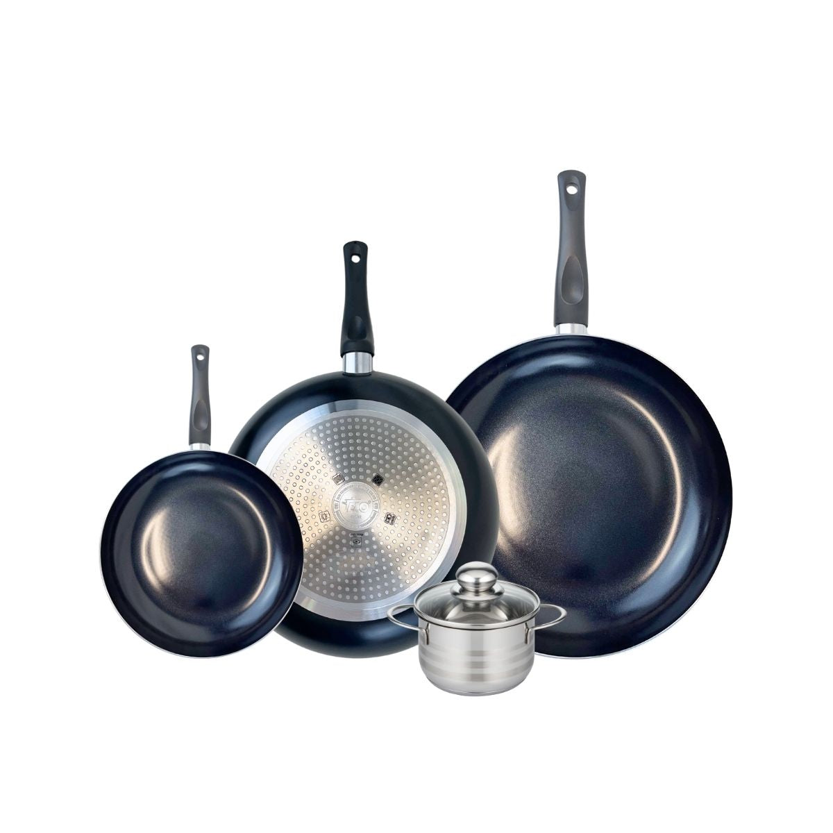 Ensemble de 3 Poêles de cuisson 20, 28 et 32 cm et 1 faitout 12 cm  Prima Brillant Elo - Mathon - 1