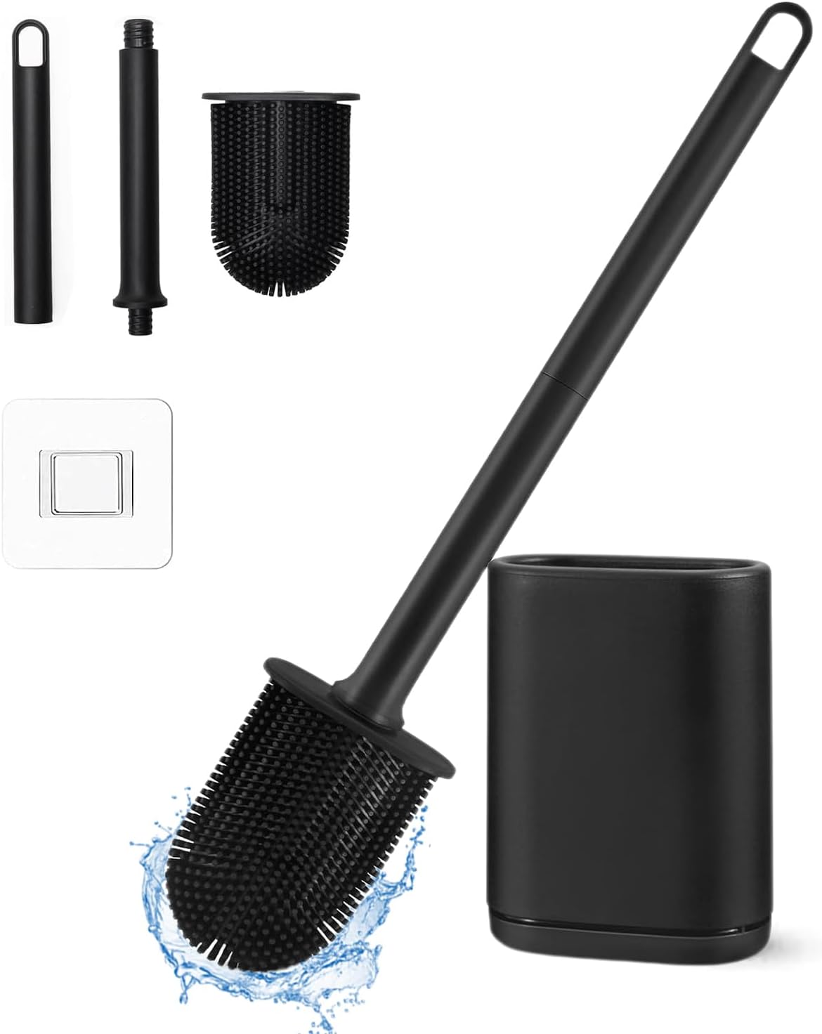 Brosse WC Silicone Noire avec Support Mural et Sol Vendos85 - Mathon