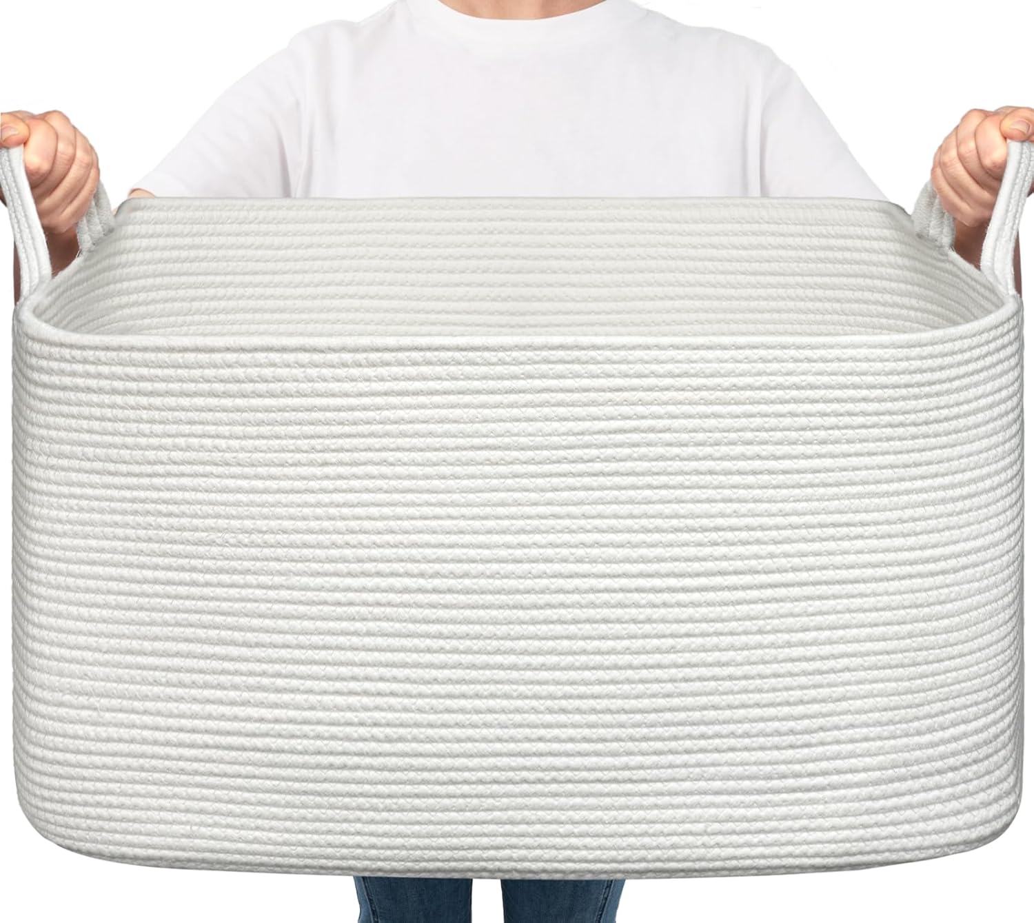 Grand panier de rangement 65 L tressé – Blanc Vendos85 - Mathon