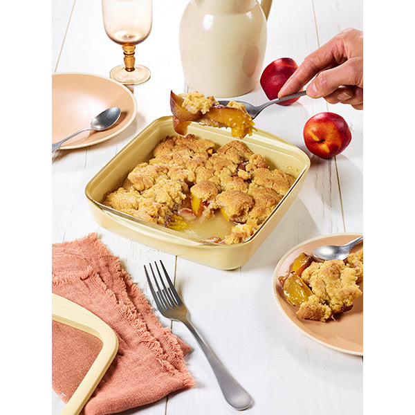 Plat à four carré en verre borosilicate avec couvercle Crème 1,6 L Pebbly - Mathon - 5