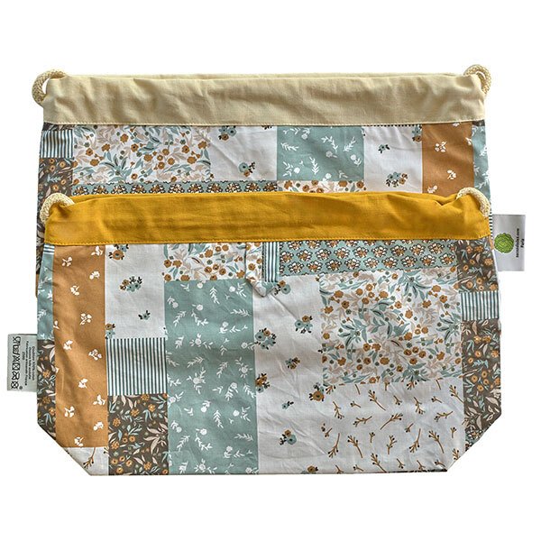 Sac à pain Patchwork Bleu Caramel Sacasalades by Arminé - Mathon