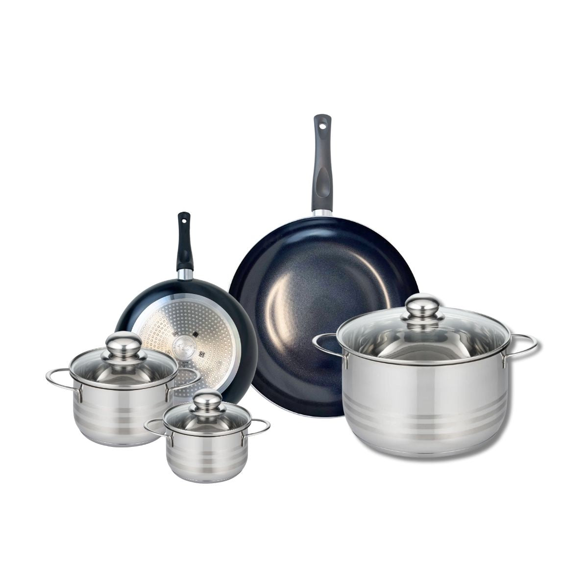 Ensemble de 2 Poêles de cuisson 20 et 28 cm et 3 faitouts 12, 14 et 24 cm  Prima Brillant Elo - Mathon - 1