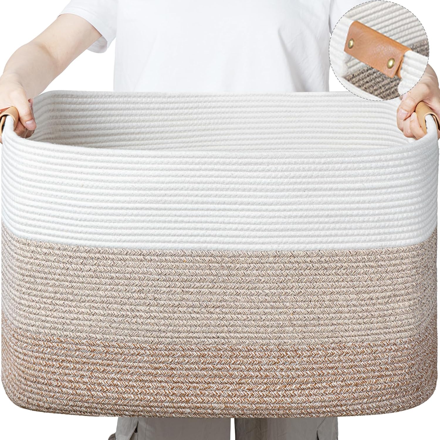 Panier de rangement 50 L en lin naturel lavable Vendos85 - Mathon