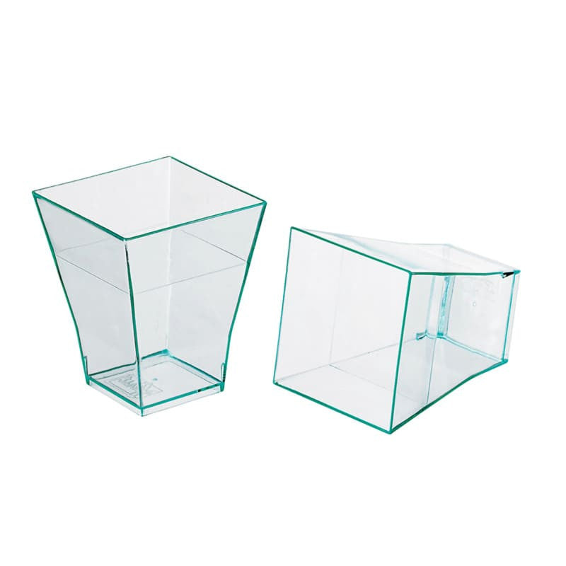 30Pcs - Verrine pyramidale plastique PS transparente verte ?Taïti?  45x45x55mm 60ml FirstPack - Mathon - 1