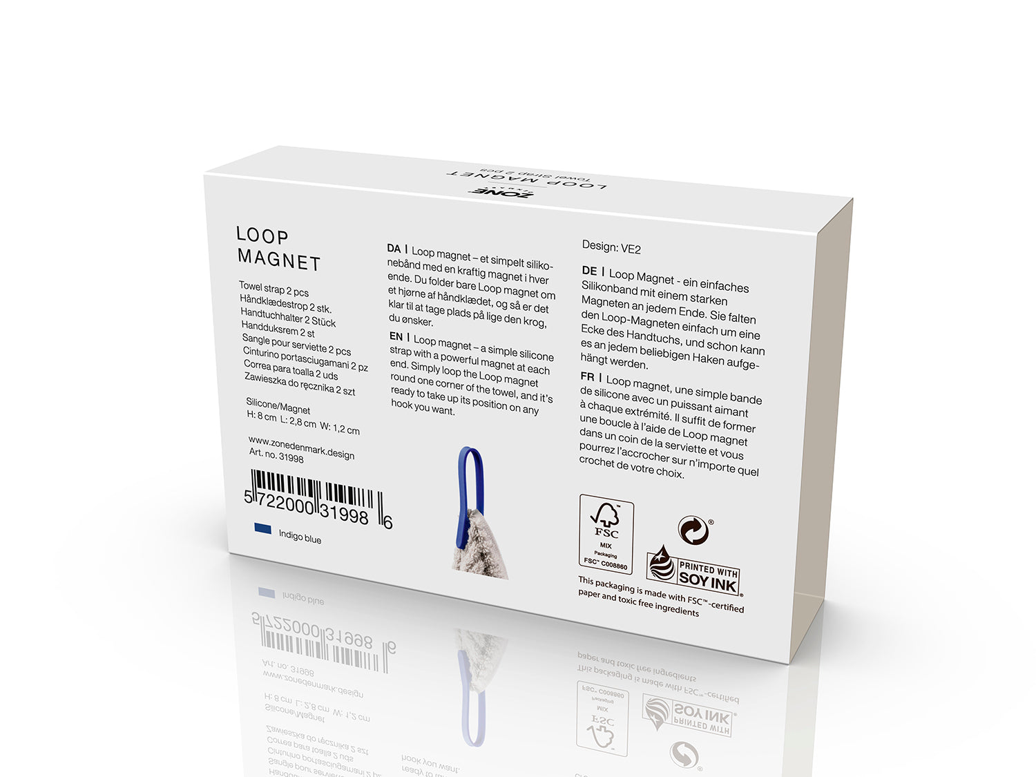 Set de 2 sangles magnétiques pour serviette LOOP MAGNET en silicone Bleu indigo Zone Denmark - Mathon - 4