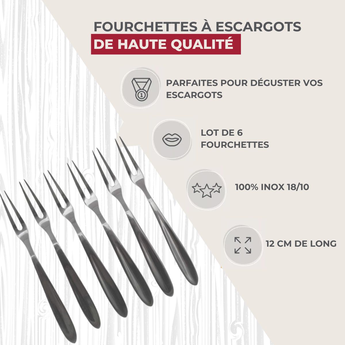 Lot de 6 fourchettes à escargots 12,5 cm Fackelmann - Mathon - 2