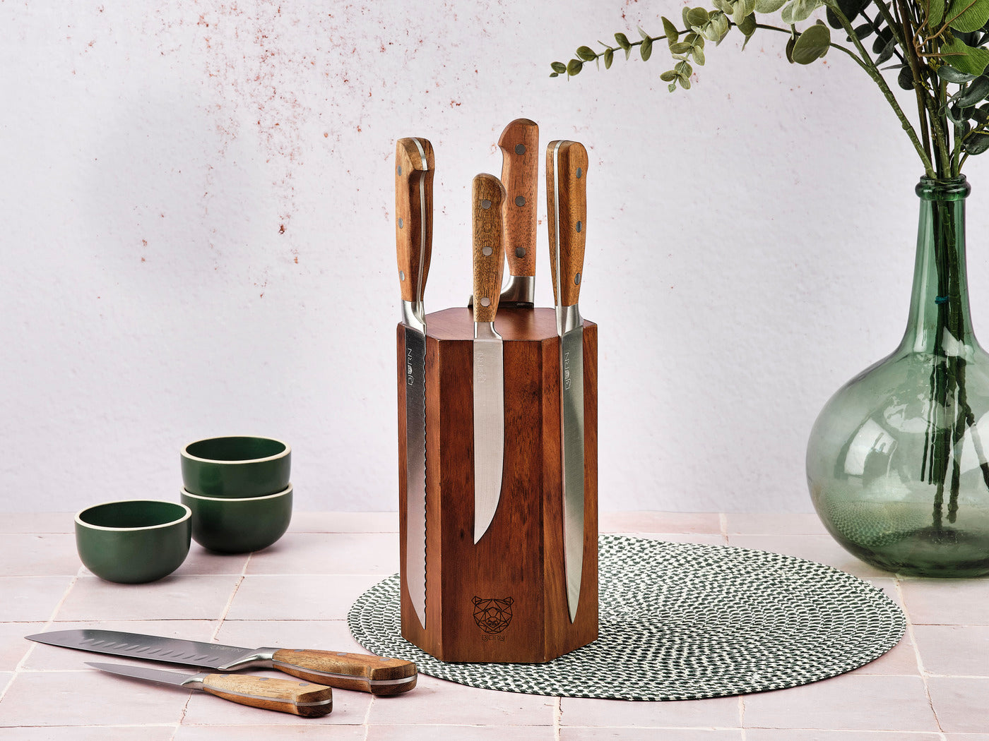 Lot de 7 couteaux de cuisine en inox marron D Björn - Mathon - 2