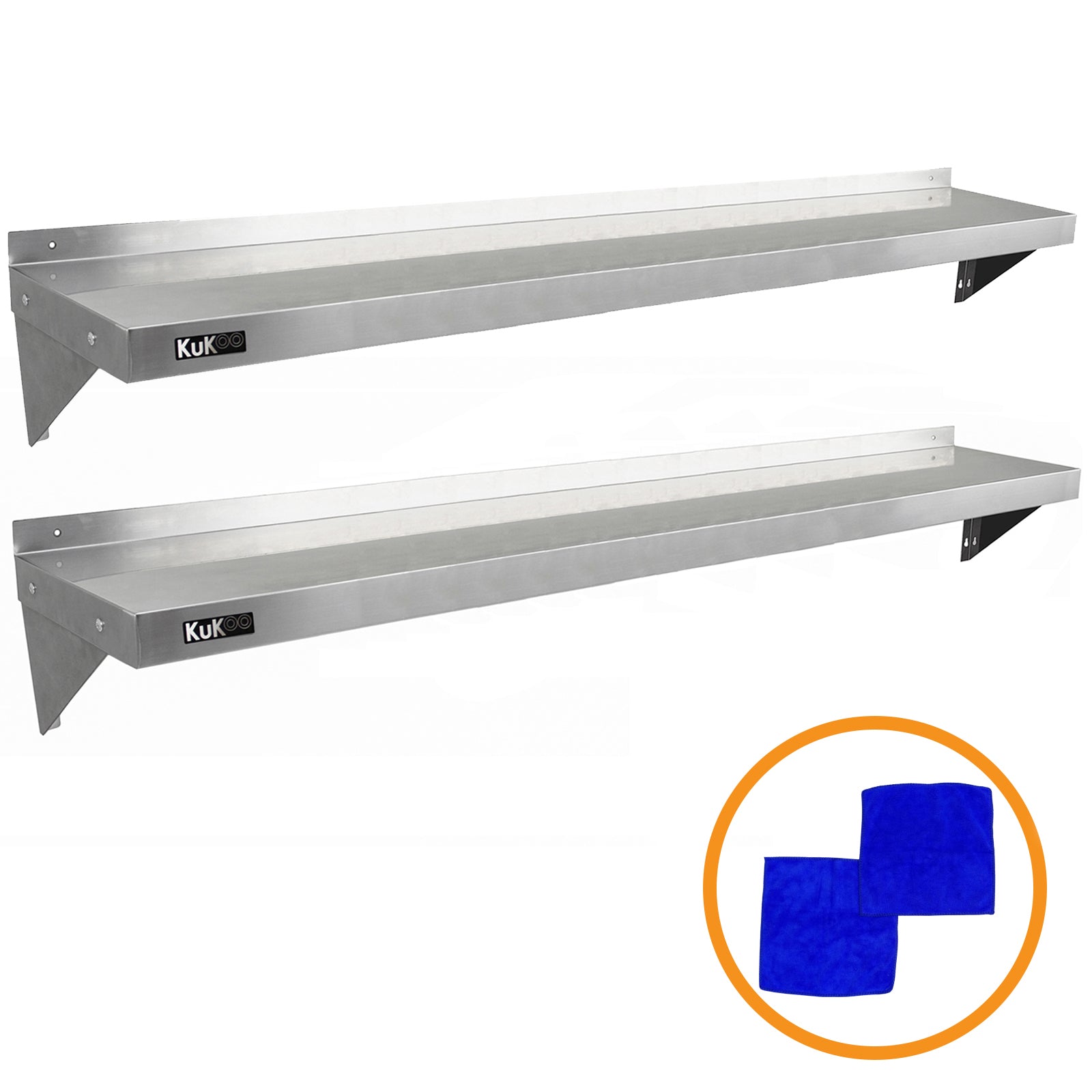 2 Etagères Murales en Inox KuKoo de 194cm x 30cm Kukoo - Mathon - 2