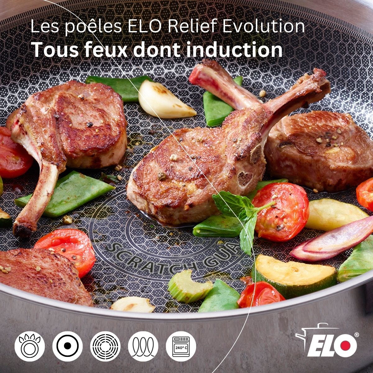 Sauteuse 28 cm en inox 18/10  Relief Evolution Elo - Mathon - 4