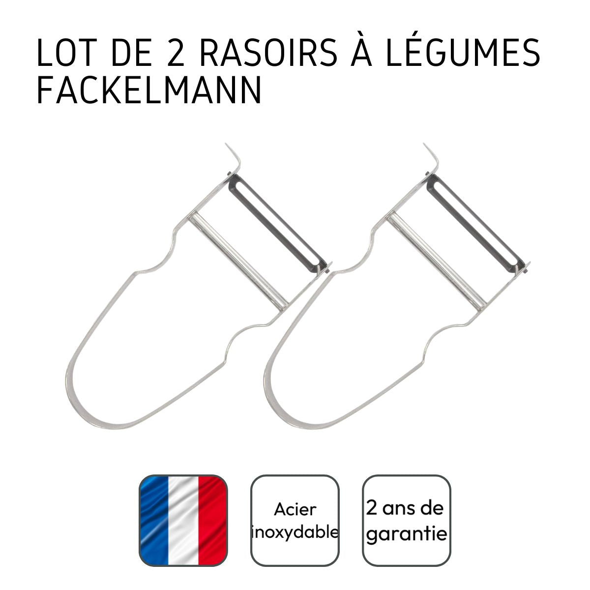 Lot de 2 rasoirs à légumes 11 cm Castor en inox Fackelmann - Mathon - 4