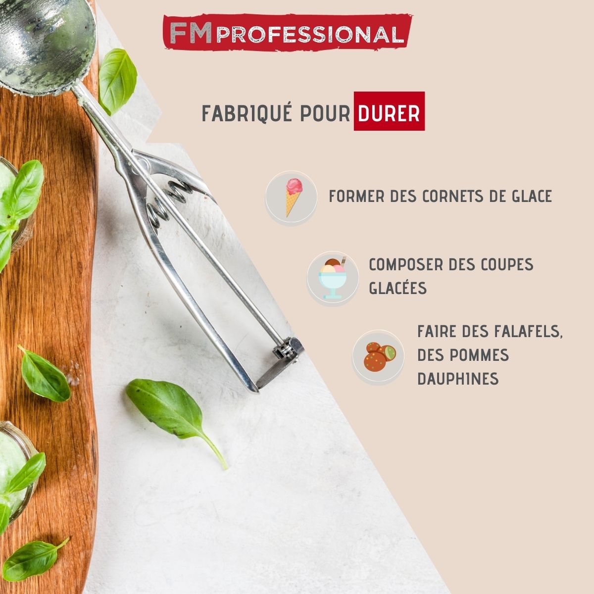 Cuillère à glace en inox  Divers FM Professional - Mathon - 2